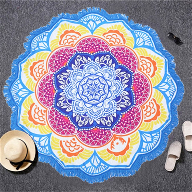 Chakra Beach Towel Tassel Toalla Mandala Tapestry