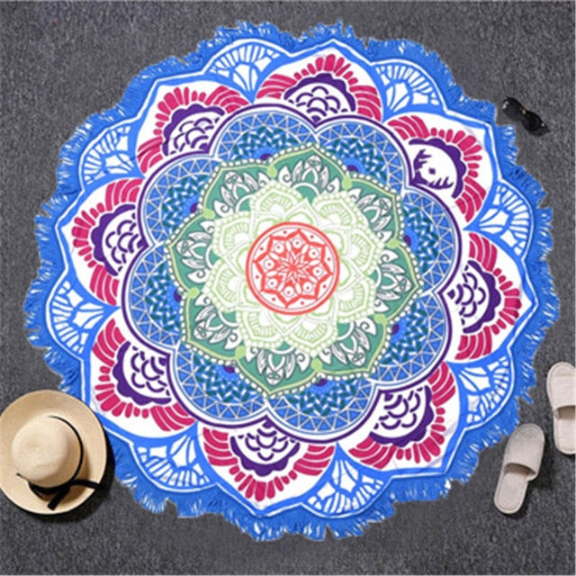Chakra Beach Towel Tassel Toalla Mandala Tapestry