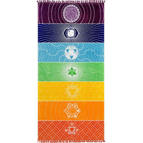 1Pcs Tassels Single Rainbow Chakra Tapestry Towel Mandala Boho Stripes