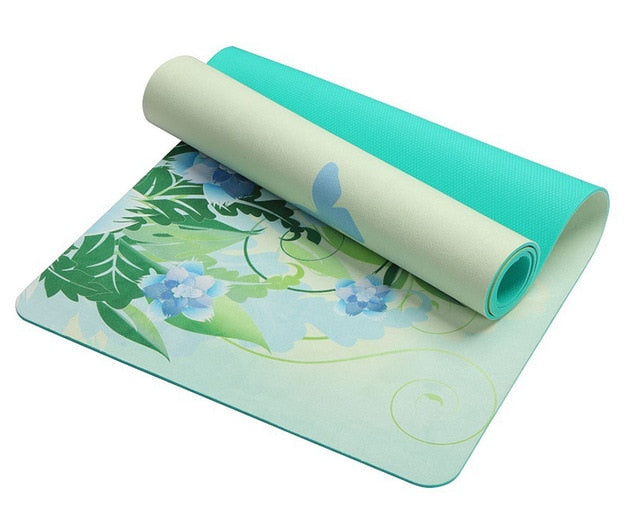 6 MM Lotus Pattern Suede TPE Yoga Mat Pad Non-slip Slimming Exercises