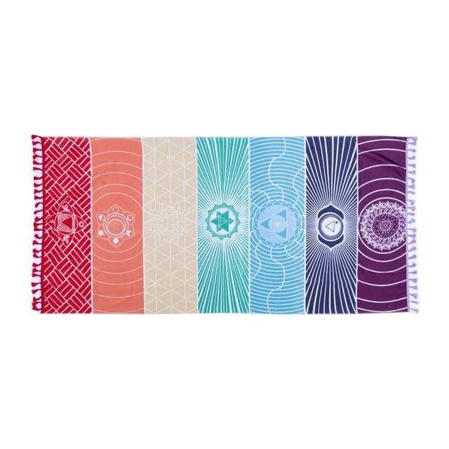 Single Rainbow Chakra Tapestry Towel Carpet Mandala Boho Stripes